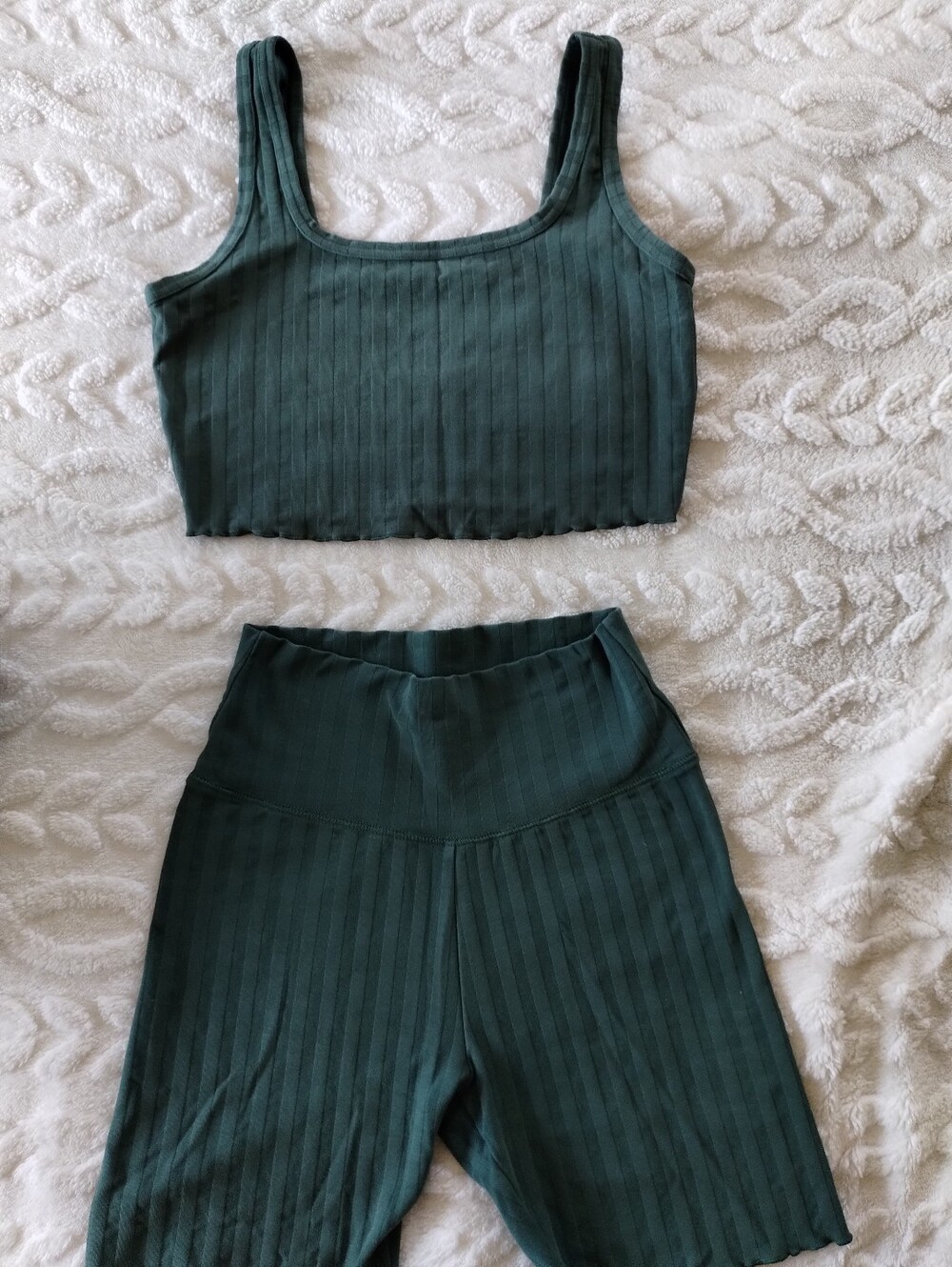 aerie Ribbed Two-Piece Set in Teal Green Medium